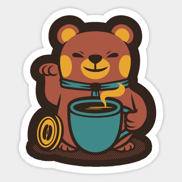 Bear Coffee Manekineko by Tobe Fonseca Sticker by Tobe_Fonseca